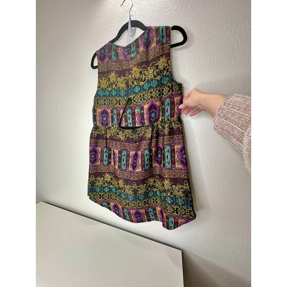 RVCA Multicolor Floral Print Cutout Triangle Back Round Neck Mini Dress S - Picture 15 of 16